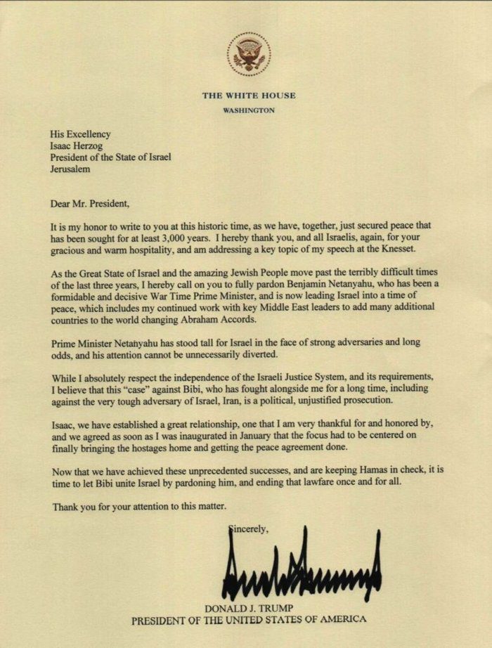 γραφικό Trump Together we ended a 3000-year war Letter to the Duke about Netanyahus full mercy