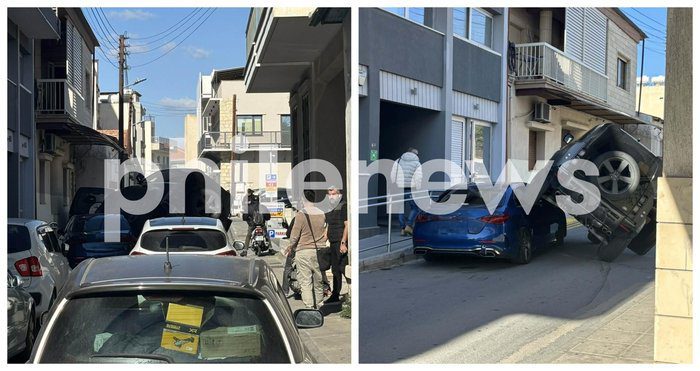 photo Womans SUV Crashes Onto Parked Car in Limassol